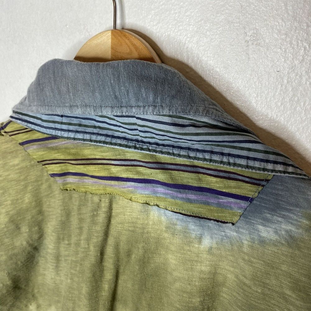 Custo Barcelona Long Sleeve Green Blue Collared Button Front Shirt Mens Medium - Picture 10 of 15